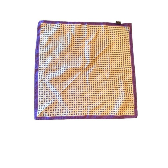 Vintage Purple Polka Dot Pocket Square Handkerchief 70% Cotton 30% Silk - Picture 1 of 3